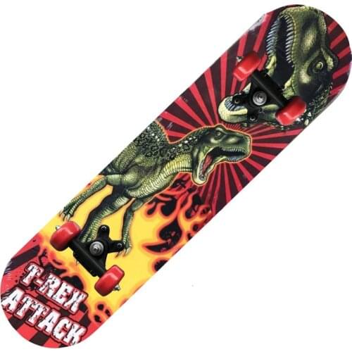 60cm Skateboarding Cartoon Childern Skateboard Dinosaur Griptape Kids Longboard Marple Double Rocker Skate Board 24Inches Board