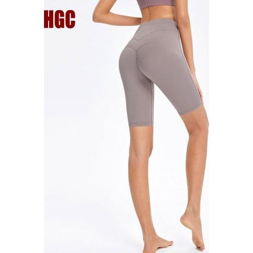 HGC Sports Short Women Naked-feel Fabric High Waist Elastic Squat Proof Tummy Control Fitness Joggers GYM Workout Biker Shorts