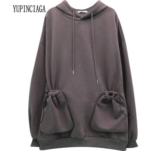 YUPINCIAGA New hoodie plus velvet women long sleeves loose wild warm padded Pullovers Hooded Girls Teens Hoodies