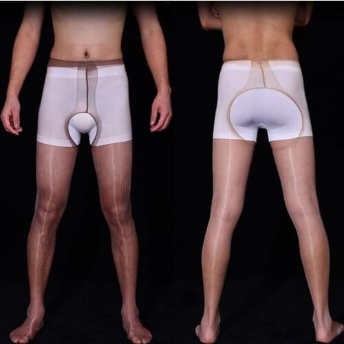 Unisex Crotchless 1D Ultra Thin Nylon Stockings Pantyhose Oil Shiny Sexy Exotic Hot Pants Leggings Trousers Clubwear Pantalon