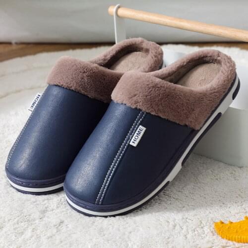 Waterproof Slippers Women Men Winter Plush Keep Warm Flat Home Shoes Woman Soft Comfort Female Slipper Sewing Interior Shoes