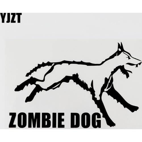 YJZT 15.5CM×10CM Creative Animal Zombie Dog Vinyl Motorcycle Car Sticker Black/Silver 8C-0256