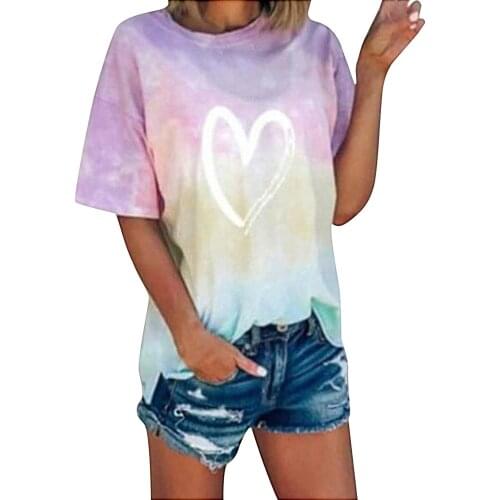 2021 Womens T-shirts Summer Fashionable Tie Dye Print Hip Hop T Shirt Harajuku Clothing 2021 Oversized Loose Casual Tee Top