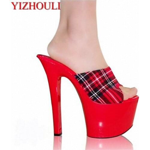 7 Inch New Arrival Lady Sexy High Heels Sandals Open Toe Ladies Scotland Style Women Dance Shoes