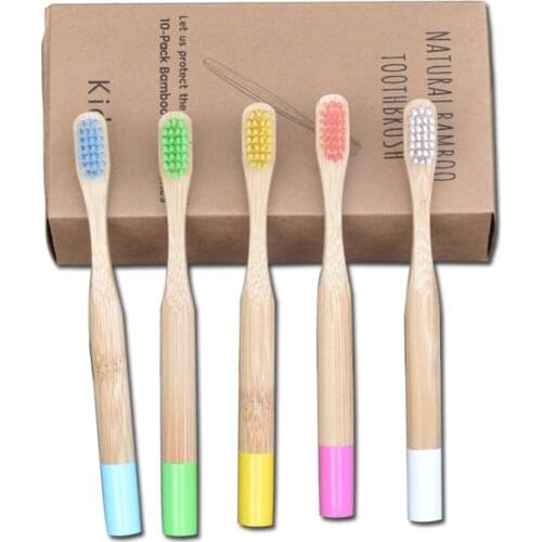 5pcs Childrens Bamboo Toothbrush Kids Soft Bristle Wooden Tooth Brush Natural Bamboo Oral Care Eco Friendly Travel Tooth Brush