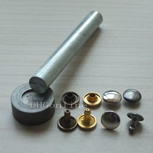 100 sets Double Round Cap Rivet Stud + One Tool Leather 10MM 3/8'' MIX Color Choice