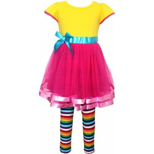 2021 Christmas Girls Fancy Dress And Leggings Set Halloween Soft Costume Inspired tulle Rainbow Toddler