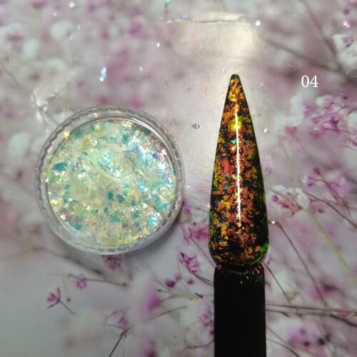 5g/lot Unicorn White Chameleon Flakes Magic Flakes Foil Chrome Nail Powder Rainbow Flakes Nails Glitter Aurora Glitter Mermaid