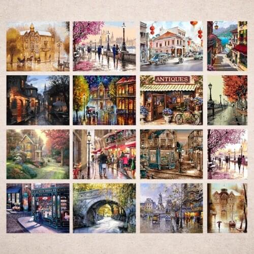 5D DIY Diamond Embroidered Retro Street Scenery Full Square/Round Diamond Painting Rhinestone Cross Stitch Mosaic Picture Gift