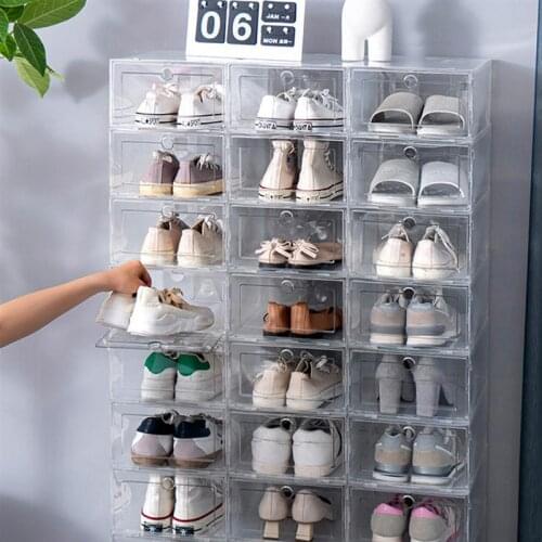 6Pcs Shoe Boxes Transparent Shoes Storage Boxes Drawer Type Shoes Container Shoes Case Dustproof Shoes Organizer Box