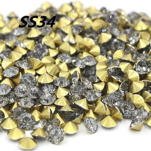 Free shipping New SS34 7mm 72pcs Transparent gray Resin rhinestones Pointback,Pointed back Resin Stones for DIY Decoration