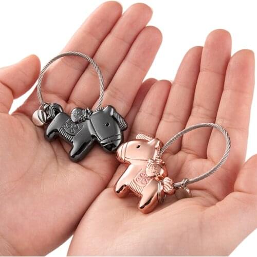 Horse keychain for women high quality wire rope steel wire key chain key holder cute portachiavi chaveiro llaveros bag charm