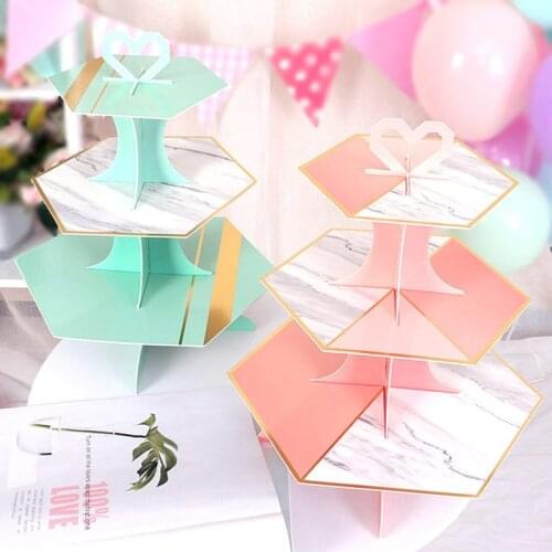 Solid color gold Paper Cake Stand Pedestal Dessert Holder Cupcake Candy Display Rack Bakeware Birthday Wedding Party Decoration