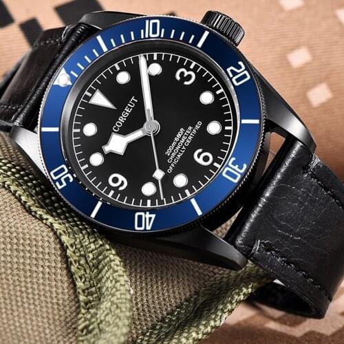 41mm Corgeut Luxury Sport Sapphire Coffee Black Red Blue Dial Bezel PVD Mechanical Male Clock Japan NH35 Miyota Automatic Watch