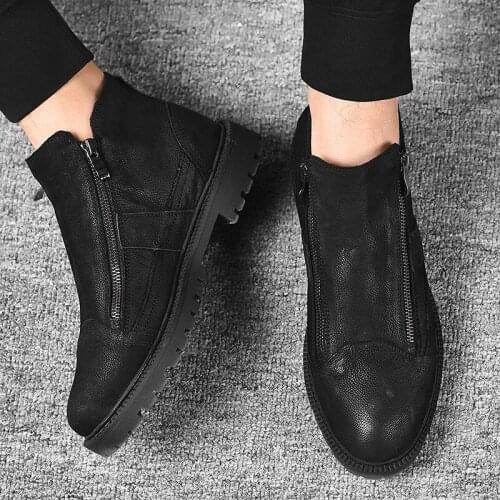 Leather black Sneaker mens man boots Casual sneakers men flat mens Mens for fashion causal sport male shoe casual hot 2020 sale