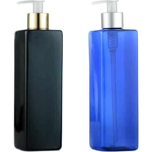 Black Blue 500ML X 20 Empty Anodized Aluminum Emulsion Pump Square Bottles Liquid Soap Dispenser Body Lotion Cosmetic Containers
