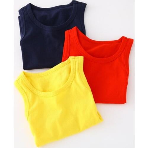 2-11Y Kids Baby Boys Vests T-shirts Children Summer Vest Top Outfit Kid Boy Girl Solid Tops Clothes Cotton Tees Black Playsuits