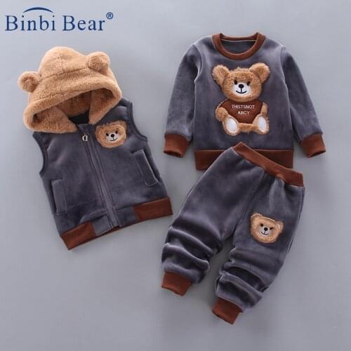 Newborn New Baby Boys Girls Autumn Winter Warm Hoody Coat Sweatshirt Clothes Pants 3Pcs Suit Infant Kids Children Sports Toddler