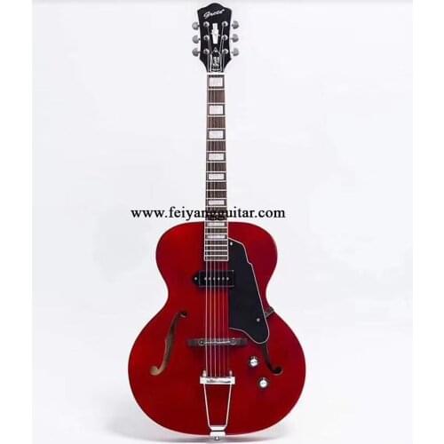Grote high-quality electric guitar, semi-hollow guitar, red paint, rose wood fingerboard, chrome-plated accessories, package fre