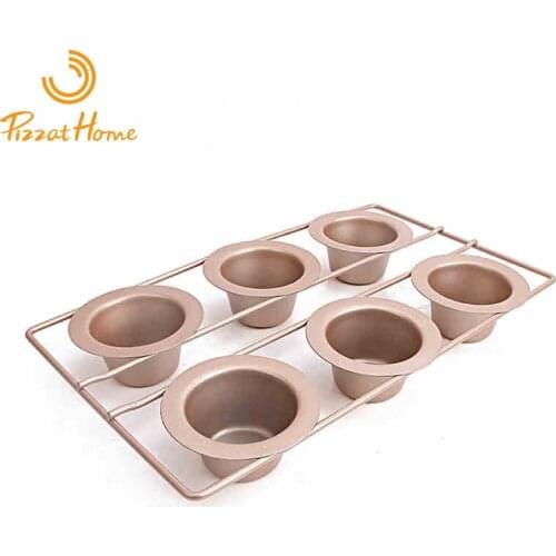 PizzAtHome 6 Cups Cake Mould Heavy Duty Carbon Steel Cupcake Mold Non-Stick Baking Pan Biscuit Tray Bakeware Muffin Popover Pan