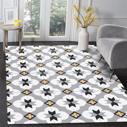 Geometric Black/white/gray/yellow Flower Printed Carpets Simple Fashion Bedroom Living Large Area Home Rugs/Tapetes Room Carpet
