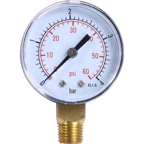 Pool Spa Filter Water Pressure Dial Hydraulic Pressure Gauge manometre pression pneu Side Mount 1/4" Pipe Thread 0~60psi 0~4bar