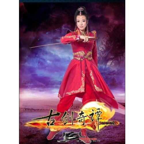 Hong Yu 2014 Newest TV Play Gujianqitan Antique Sword Legend Drama Costume Cosplay Red Swordlady Costume for Women