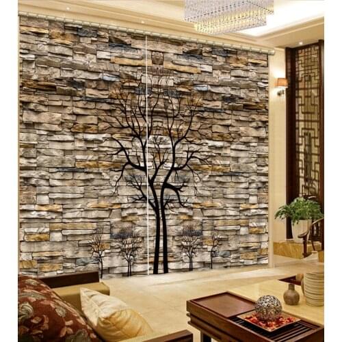 Fashion decor home decoration for bedroom living room curtain brick tree custom curtain Home Decor Living Room Natural Art