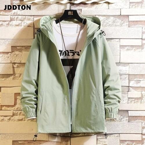 JDDTON Mens Bomber Jacket Casual Male Loose Hoodies Windbreaker Korean Style Hip Hop Outwear Hooded Streetwear JE663