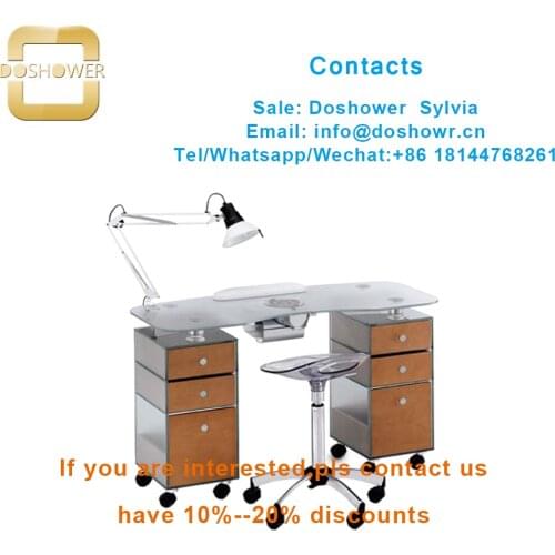 Doshower nail art stickers with nail technician table desk for manicure table with vacuum cleaner