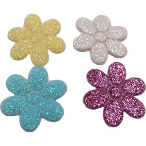 Sew on Mix Color Glitter Felt patches for Clothes 1.8cm Flower Shape 100pcs Scrapbooking Accessories