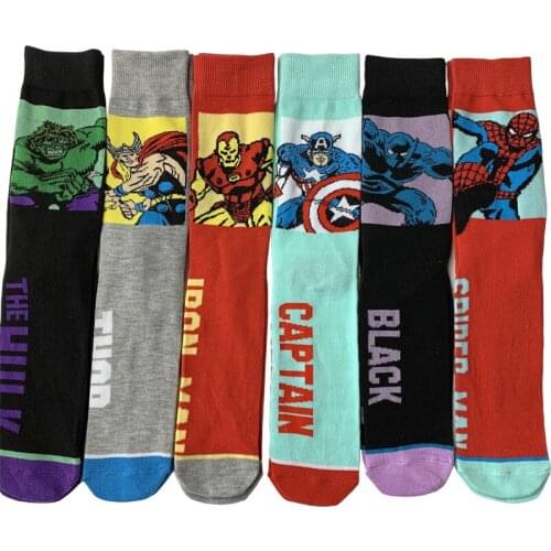 Disney Marvel Spiderman Men socks Anime cotton winter boys sports socks Hulk Capitan America cotton Long socks