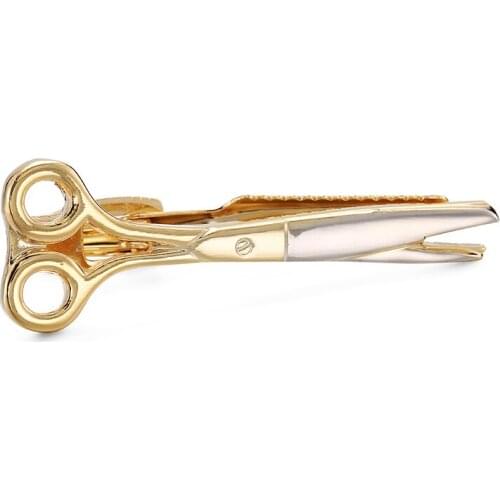 Novelty gold scissors Tie Bar for Mens Clasp Clip Clamp High Quality Man Business Wedding Tie Clips