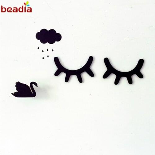 New Style Cute Wood 3D Eyelash Wall Decor Eye lash Wall Stick Children Kids Baby Room Background Wall Sticker Home Decoration