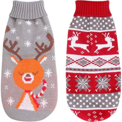 New Warm Knitted Dog Christmas Sweater Winter Cartoon Reindeer Chihuahua Pet Clothes For Small Medium Dogs Clothing