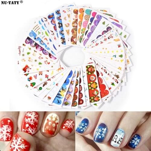 Nu-TATY Christmas watermark sticker snowflake nail sticker Santa Claus 45 Style/set Tools nail sticker