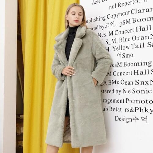 Thick Women Long Coat Turn Down Collar Women Warm Coat 2021 New Women Winter Warm Faux Fur Coat