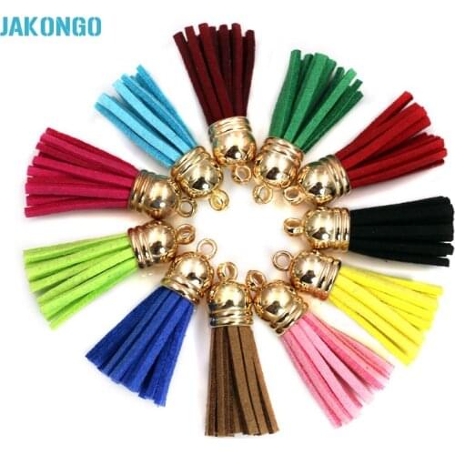 JAKONGO Gold Color Colorful Tassel Charm Pendant fit Jewelry Making Findings Necklace Bracelet Jewelry Accessories DIY 36x10MM