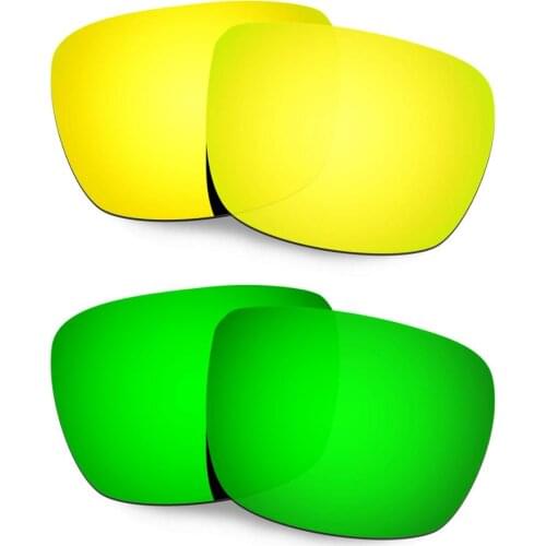 HKUCO For Spy Optic Helm Sunglasses Polarized Replacement Lenses 2 Pairs Gold & Green