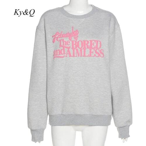 Loose Letter Print Plush Thickening Pullovers Street Wear Women Long Sleeve Oversize Hoodies Casual Autumn Woman Sweatshirt 2021