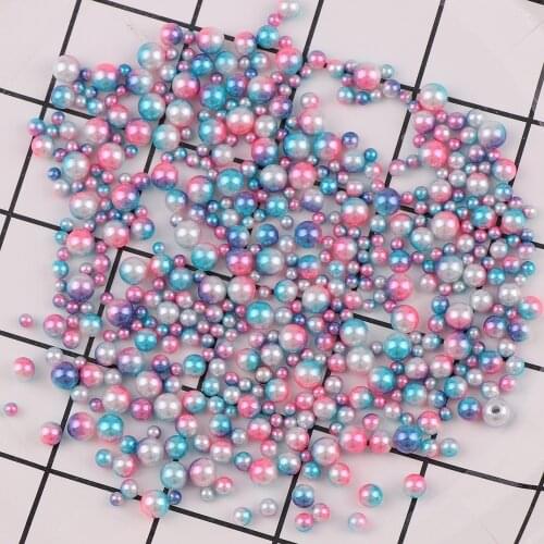 Rainbow Color Round 3/4/5/6mm Apprx 400-500pc ABS Imitation Pearl Beads No Hole Loose Beads Diy Jewelry Necklace Making