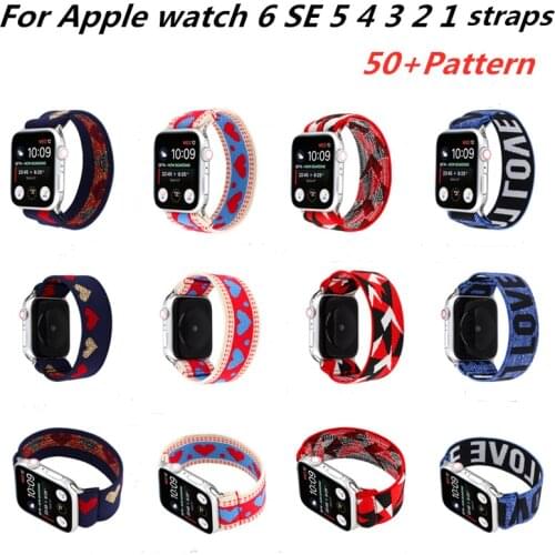 Bohemia strap for Apple watch 40mm 44mm 38mm 42mm nylon elastic band for iwatch Series 6/SE/5/4/3/2/1 printed watch band