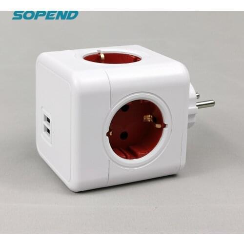 Sopend 5V 2.1A USB Wall Socket Power Strip Thief Multiple European Plug Extension Smart Adapter Outlet for Home Charger Phone