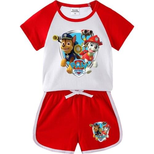 PAW PATROL 2021 Summer New Kids Set Hip-hop Boys And Girls T-shirt Casual Fashion Cartoon Shorts Short Sleeves 4-14Y