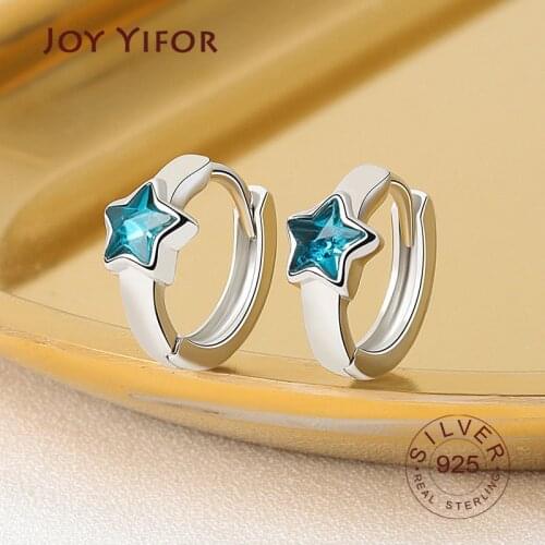 925 Sterling Silver Earrings Charm Women Trendy Jewelry Vintage Simple Retro Party Accessories Gifts Blue Stone Stars Earring