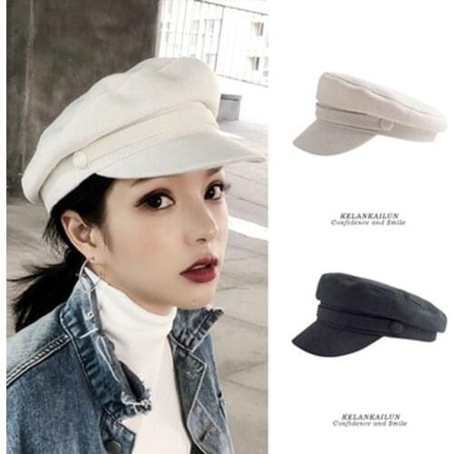 Summer Thin Style Hat, Womens All-In-One Fashion Army Cap, Korean Print Painters Cap, Octagonal Cap, Cotton And Iinen Beret