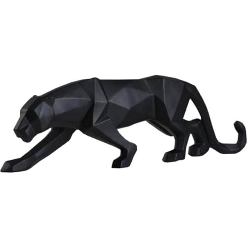 MODERN ABSTRACT BLACK PANTHER SCULPTURE GEOMETRIC RESIN LEOPARD STATUE WILDLIFE DECOR GIFT CRAFT ORNAMENT ACCESSORIES FURNISHING