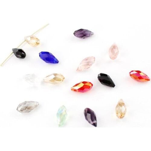 50 PCS 6mm*12mm Water Drop Shape Glass Beads DIY Hole Beads For Jewelry Making