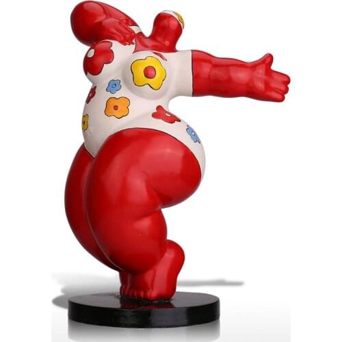 Tooarts Dancing Fat Woman Sculpture Fiberglass Sculpture Practical Exaggerative Modeling Decorative Ornament Home Decor Craft
