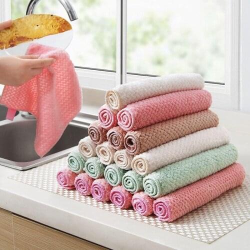 24.5*24.5cm Kitchen Anti-grease Wipping Rags Cleaning Towel Cloth Multifunction Home Washing Dish Kitchen Supplies Wiping Rags